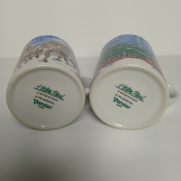Helen Paul Christmas Holiday Coffee Mugs ~ Set of Two - Picture 6 of 7